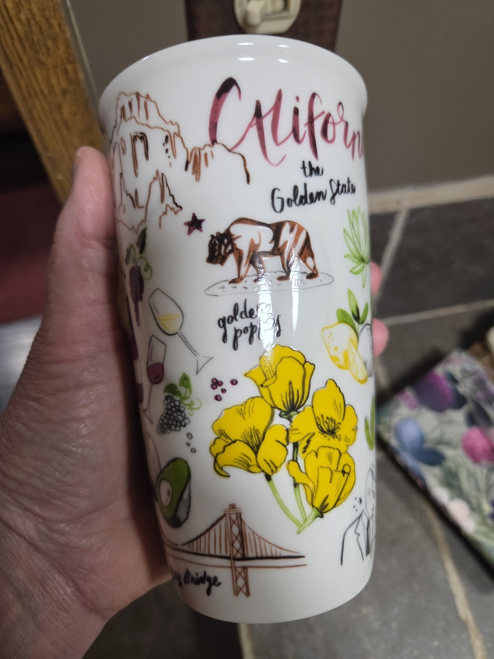 California Golden State Illustrated Ceramic Tumbler - Yellow Accents Starbucks